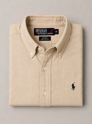 Camisa Polo Ralph Lauren Beige M Oxford Old Money
