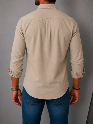 Camisa Polo Ralph Lauren Beige M Oxford Old Money
