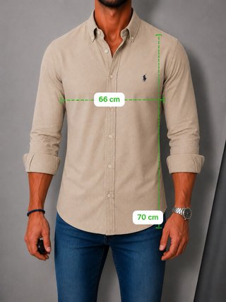 Camisa Polo Ralph Lauren Beige M Oxford Old Money