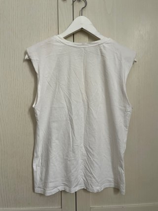 Camiseta Stradivarius S con hombreras blanca