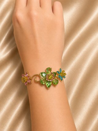 Pulsera Floral Estilo Swarovski Multicolor - NUEVA