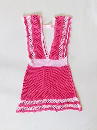 Vestido crochet fucsia estilo Ibiza