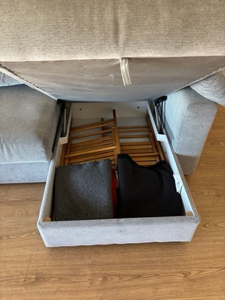 Sofá 3 plazas Chaiselongue IKEA Gris Tela