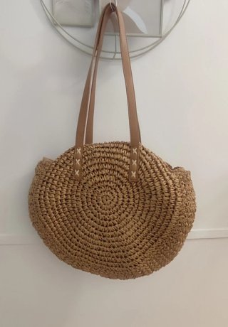 Bolso de rafia redondo