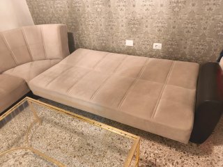 Sofá Rinconero Beige y Negro