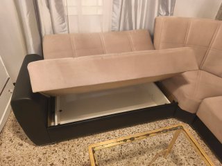 Sofá Rinconero Beige y Negro