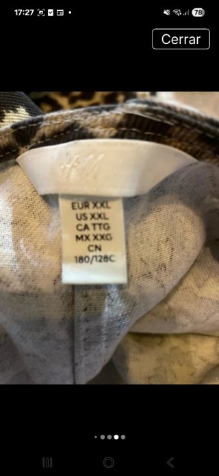 Camisa Leopardo Talla 54. Es grande.