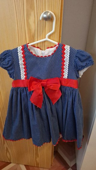 Vestido niña 4 años azul lunares