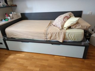 Cama nido + Estantería a juego + Tabla pared