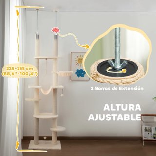 Albero per Gatti da Terra al Soffitto 225-255 cm