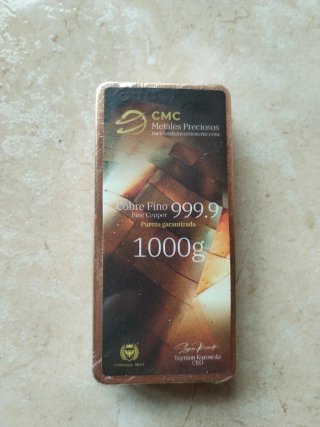 Lingote Cobre 1000g Germania Mint Certificado