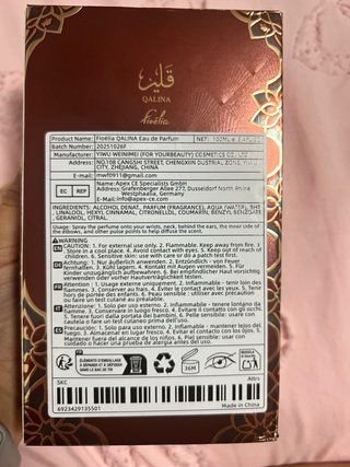 Perfume Fioelia Qalina Árabe Unisex