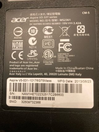 Notebook Acer Aspire V5-531-10176G75M