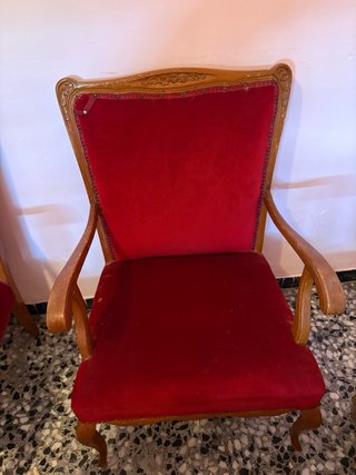 2 Sillones Clásicos Vintage Terciopelo Rojo