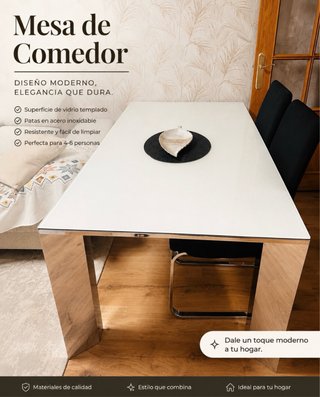 Mesa de Comedor Moderna Vidrio Templado