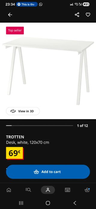 Escritorio Ikea Blanco 120x70cm