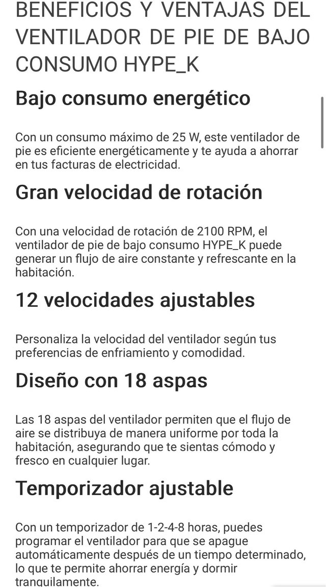 Ventilador de pie Haverland Hype k