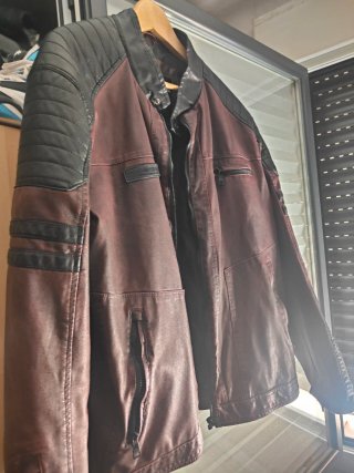 Chaqueta Cuero Waterson XL Negra Roja
