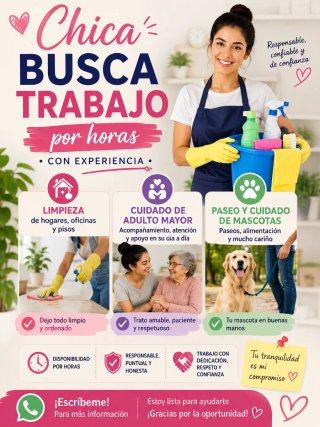 Busco trabajo en cuidado y limpieza