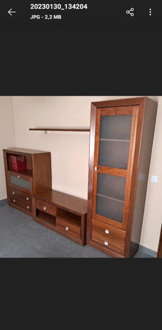 Mueble de salón modular madera y cristal