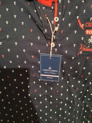 Polo Valecuatro Azul Estampado Anclas Talla XL