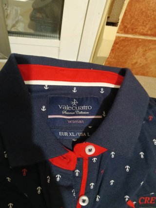 Polo Valecuatro Azul Estampado Anclas Talla XL