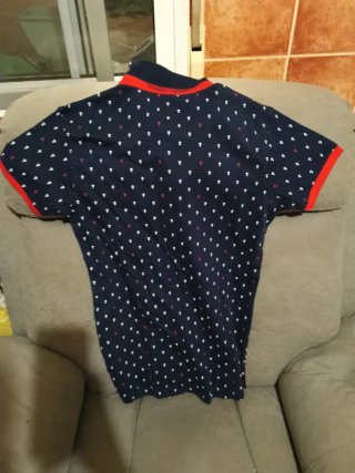 Polo Valecuatro Azul Estampado Anclas Talla XL