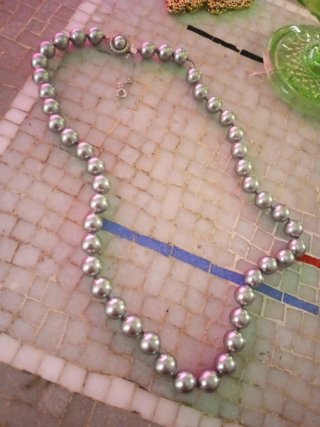 Collar Perlas Plateadas Vintage