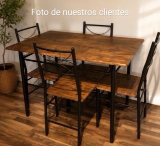Conjunto MESA + 4 SILLAS madera y metal A ESTRENAR