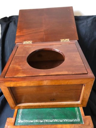 Mueble Retrete Antiguo Madera y Piel