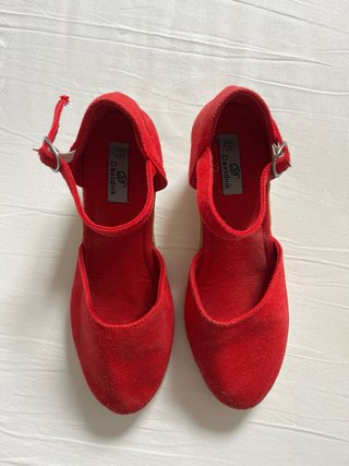 Zapatos cuña rojos talla 37