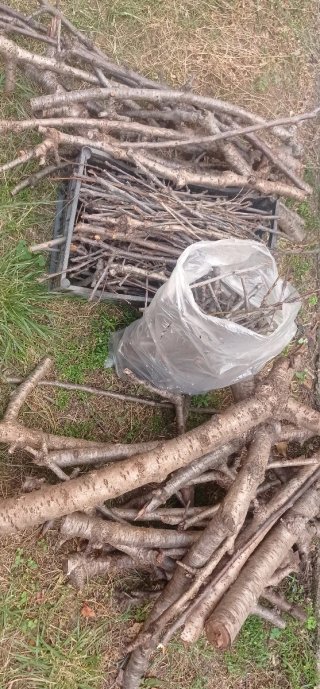 Barbacoa metálica y leña