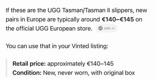 Ugg Tasman Beige nuevo sin usar con cajas