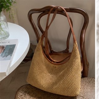 Bolso tejido beige verano