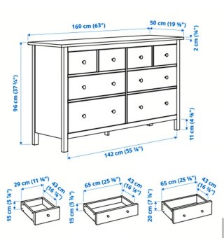 Cómoda Ikea Hemnes Marrón Rojizo Grande 8 cajones