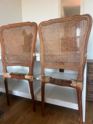 2 respaldos de sillas antiguas de ratán