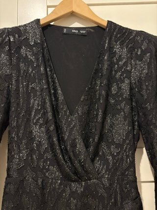 Vestido fiesta Mango plateado XS