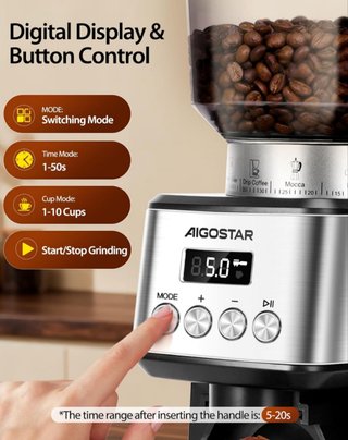 Aigostar Molinillo Café 52 Ajustes LCD 180W Nuevo