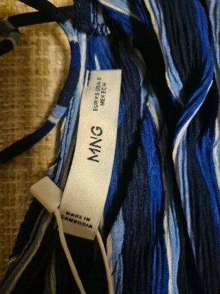 Vestido Midi Rayas Azul Blanco Talla XS
