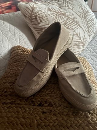 Zapatos Zara Piel Melocotón Beige Talla 38