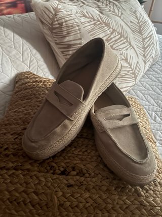 Zapatos Zara Piel Melocotón Beige Talla 38