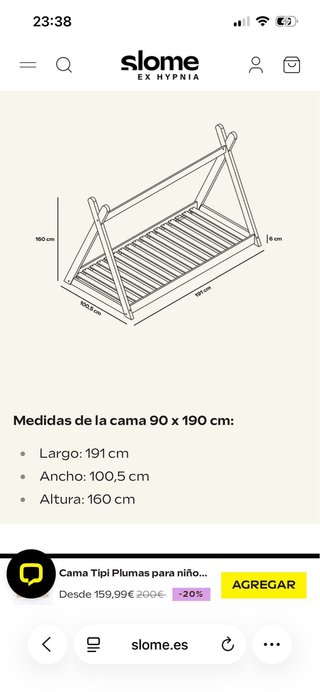 Cama Infantil Madera Typi Kids 90cm