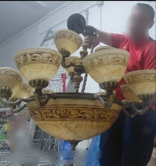 Lámpara Salón Bronce y Alabastro