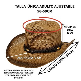 Sombrero Cowboy Talla Única Ajustable 56-59cm