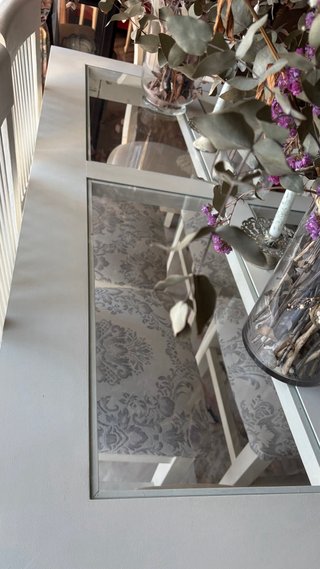 Mesa comedor blanca cristal madera