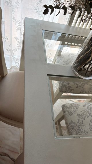 Mesa comedor blanca cristal madera