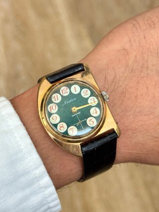Reloj Newton Vintage Esfera Verde Años 70