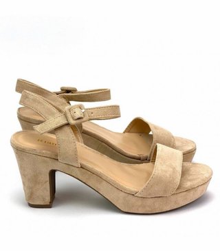 Sandalias tacón beige talla 38