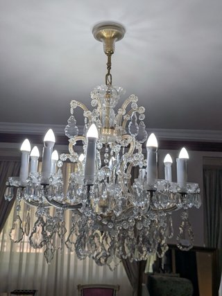 LAMPARA DE 12 BRAZOS CRISTAL DE BOHEMIA
