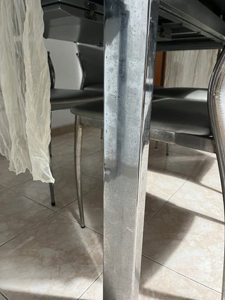Mesa de comedor cristal y metal extensible